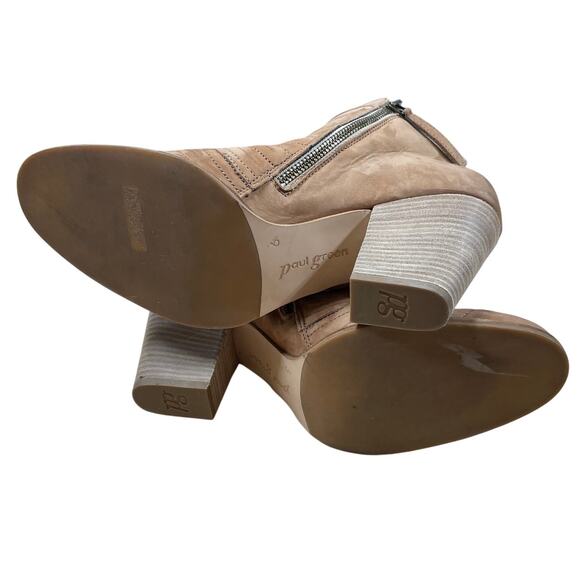 Paul Green Malibu Sliced Zip Bootie Chunky Nubuck Camel DAMAGED Sz 6 (US 8.5) - Picture 7 of 9